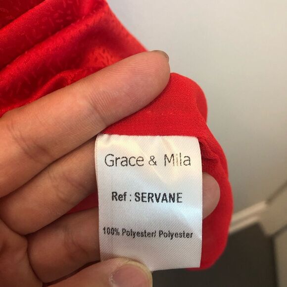 Grace & Mila Servane Mini Skirt Red Button Detail - Picture 6 of 7